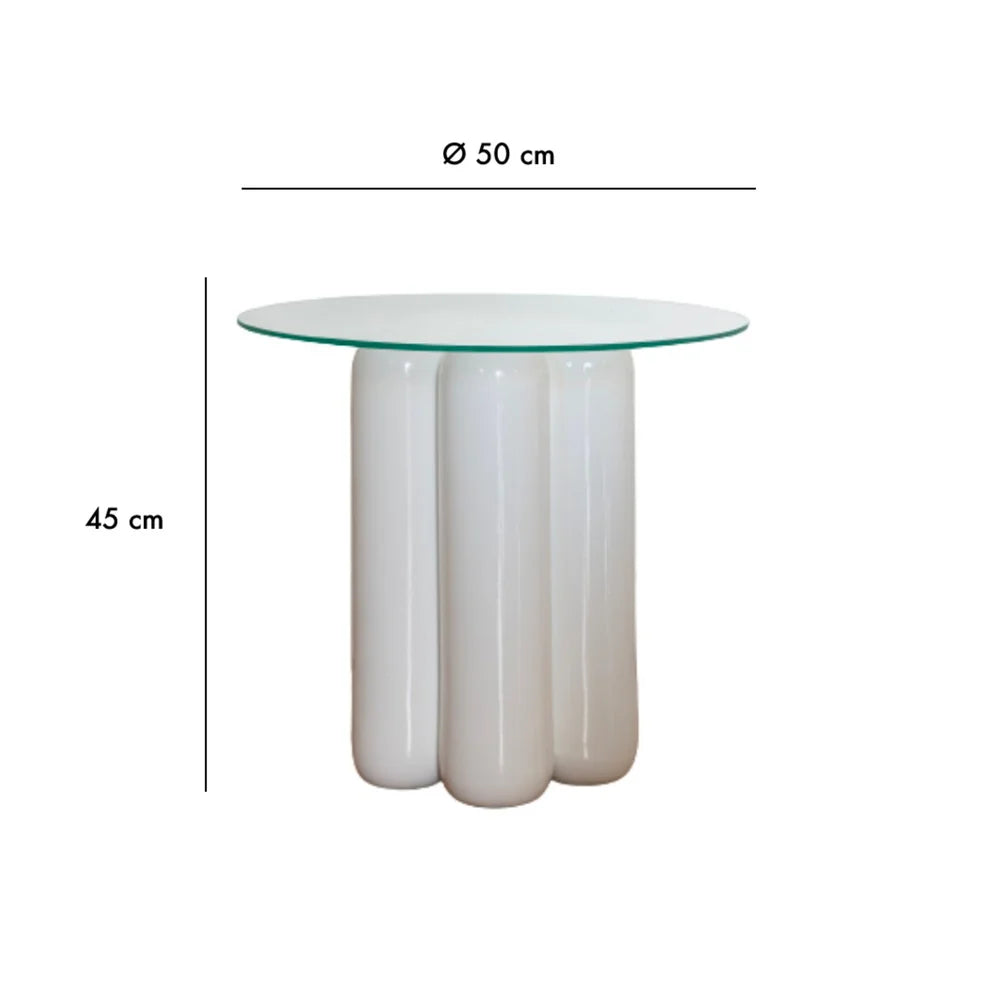 TAVOLINO GUÉRIDON IN CERAMICA E VETRO